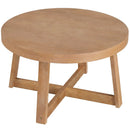 Round Coffee Table for Living Room 30 inch Farmhouse Accent Table with Study Rubber Wood Legs-Yellow by LJGDeals
