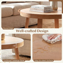 Round Coffee Table for Living Room 30 inch Farmhouse Accent Table with Study Rubber Wood Legs-Yellow by LJGDeals