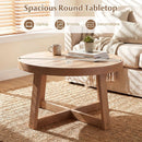 Round Coffee Table for Living Room 30 inch Farmhouse Accent Table with Study Rubber Wood Legs-Yellow by LJGDeals