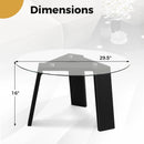 29.5 Inch Round Glass Coffee Table with Solid Rubber Wood Legs for Living Room Home Office Small Space-Black by LJGDeals