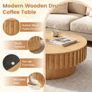 Round Coffee Table with Storage Modern Wooden Drum Coffee Table with Hidden Compartment by LJGDeals