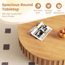Round Coffee Table with Storage Modern Wooden Drum Coffee Table with Hidden Compartment by LJGDeals