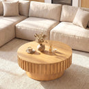 Round Coffee Table with Storage Modern Wooden Drum Coffee Table with Hidden Compartment by LJGDeals