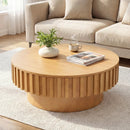 Round Coffee Table with Storage Modern Wooden Drum Coffee Table with Hidden Compartment by LJGDeals