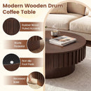 Round Coffee Table with Storage Modern Wooden Drum Coffee Table with Hidden Compartment by LJGDeals