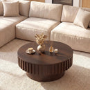 Round Coffee Table with Storage Modern Wooden Drum Coffee Table with Hidden Compartment by LJGDeals