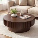 Round Coffee Table with Storage Modern Wooden Drum Coffee Table with Hidden Compartment by LJGDeals