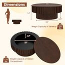 Round Coffee Table with Storage Modern Wooden Drum Coffee Table with Hidden Compartment