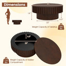 Round Coffee Table with Storage Modern Wooden Drum Coffee Table with Hidden Compartment by LJGDeals