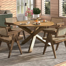 47 Inches Round Dining Table with Solid Acacia Wood Legs for 4-6 Person-Natural by LJGDeals