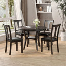 5-Piece Round Dining Table Set Wooden Kitchen Modern Table and 4 Chairs by LJGDeals
