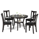 5-Piece Round Dining Table Set Wooden Kitchen Modern Table and 4 Chairs by LJGDeals