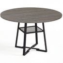 Round Dining Table for 4-6 with Storage Shelf and Metal Legs by LJGDeals