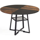 Round Dining Table for 4-6 with Storage Shelf and Metal Legs by LJGDeals