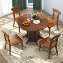 Round Dining Table with Pedestal Base for 4-6 People-Walnut by LJGDeals