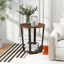 Round End Table with Open Shelf and Metal Frame-Walnut by LJGDeals