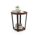 Round End Table with Open Shelf and Metal Frame-Walnut by LJGDeals