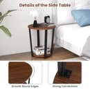 Round End Table with Open Shelf and Metal Frame-Walnut by LJGDeals