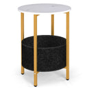 Round End Table 2-Tier Side Table with Removable Fabric Basket and Metal Frame-Rustic Brown by DirectDeals