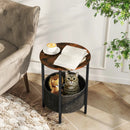 Round End Table 2-Tier Side Table with Removable Fabric Basket and Metal Frame by LJGDeals