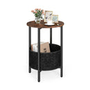 Round End Table 2-Tier Side Table with Removable Fabric Basket and Metal Frame by LJGDeals