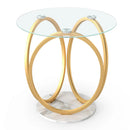 Round End Table Faux Marble Side Table with Tempered Glass Tabletop by LJGDeals