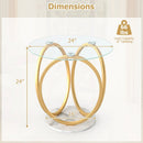 Round End Table Faux Marble Side Table with Tempered Glass Tabletop by LJGDeals
