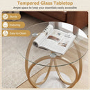 Round End Table Faux Marble Side Table with Tempered Glass Tabletop by LJGDeals
