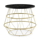 Round Metal Frame End Table with Removable Top-Golden by LJGDeals