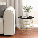 Round Metal Frame End Table with Removable Top-Golden by LJGDeals