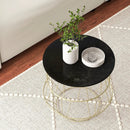 Round Metal Frame End Table with Removable Top-Golden by LJGDeals