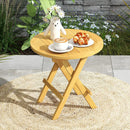 Portable and Compact Outdoor End Table with X-shaped Legs and Slatted Tabletop by LJGDeals
