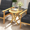 Portable and Compact Outdoor End Table with X-shaped Legs and Slatted Tabletop by LJGDeals