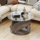 Round Glass Coffee Table 32 Inch Modern Center Table with Tempered Glass Top-Gray by LJGDeals