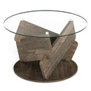 Round Glass Coffee Table 32 Inch Modern Center Table with Tempered Glass Top-Gray by LJGDeals