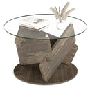 Round Glass Coffee Table 32 Inch Modern Center Table with Tempered Glass Top-Gray by LJGDeals