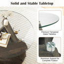 Round Glass Coffee Table 32 Inch Modern Center Table with Tempered Glass Top-Gray by LJGDeals