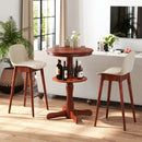 2-Tier Round High Top Bar Table with Storage Shelf and Pedestal Base-Espresso by LJGDeals