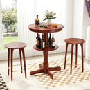 2-Tier Round High Top Bar Table with Storage Shelf and Pedestal Base-Espresso by LJGDeals