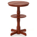 2-Tier Round High Top Bar Table with Storage Shelf and Pedestal Base-Espresso by LJGDeals
