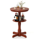 2-Tier Round High Top Bar Table with Storage Shelf and Pedestal Base-Espresso by LJGDeals
