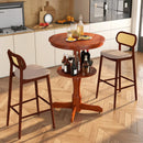2-Tier Round High Top Bar Table with Storage Shelf and Pedestal Base-Espresso by LJGDeals