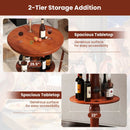 2-Tier Round High Top Bar Table with Storage Shelf and Pedestal Base-Espresso by LJGDeals