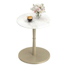 Round Marble Side Table with Stone Finish and Wooden Base for Small Spaces by LJGDeals
