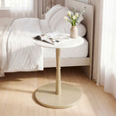 Round Marble Side Table with Stone Finish and Wooden Base for Small Spaces by LJGDeals