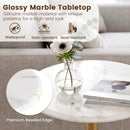 Round Marble Side Table with Stone Finish and Wooden Base for Small Spaces by LJGDeals