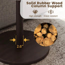 Round Marble Side Table Pedestal End Table with Stone Finish and Wooden by LJGDeals