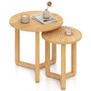 Round Nesting Coffee Table Set of 2 Wood Nesting End Tables with Thickened Top by DirectDeals