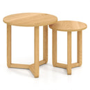Round Nesting Coffee Table Set of 2 Wood Nesting End Tables with Thickened Top by DirectDeals