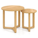 Round Nesting Coffee Table Set of 2 Wood Nesting End Tables with Thickened Top by LJGDeals